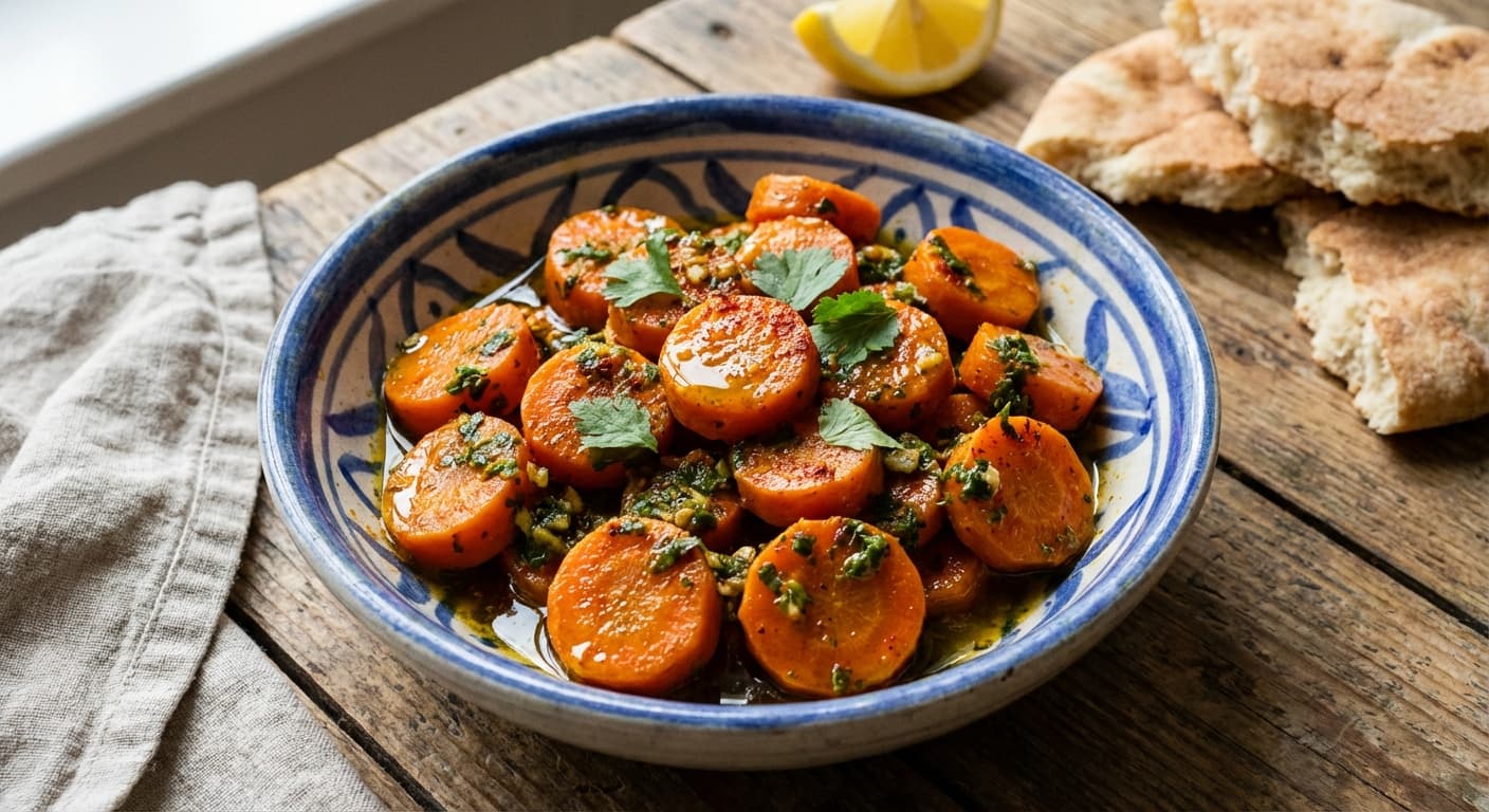 Carottes Mchermla — Moroccan Carrots in Chermoula with Cumin and Paprika - authentic moroccan recipe
