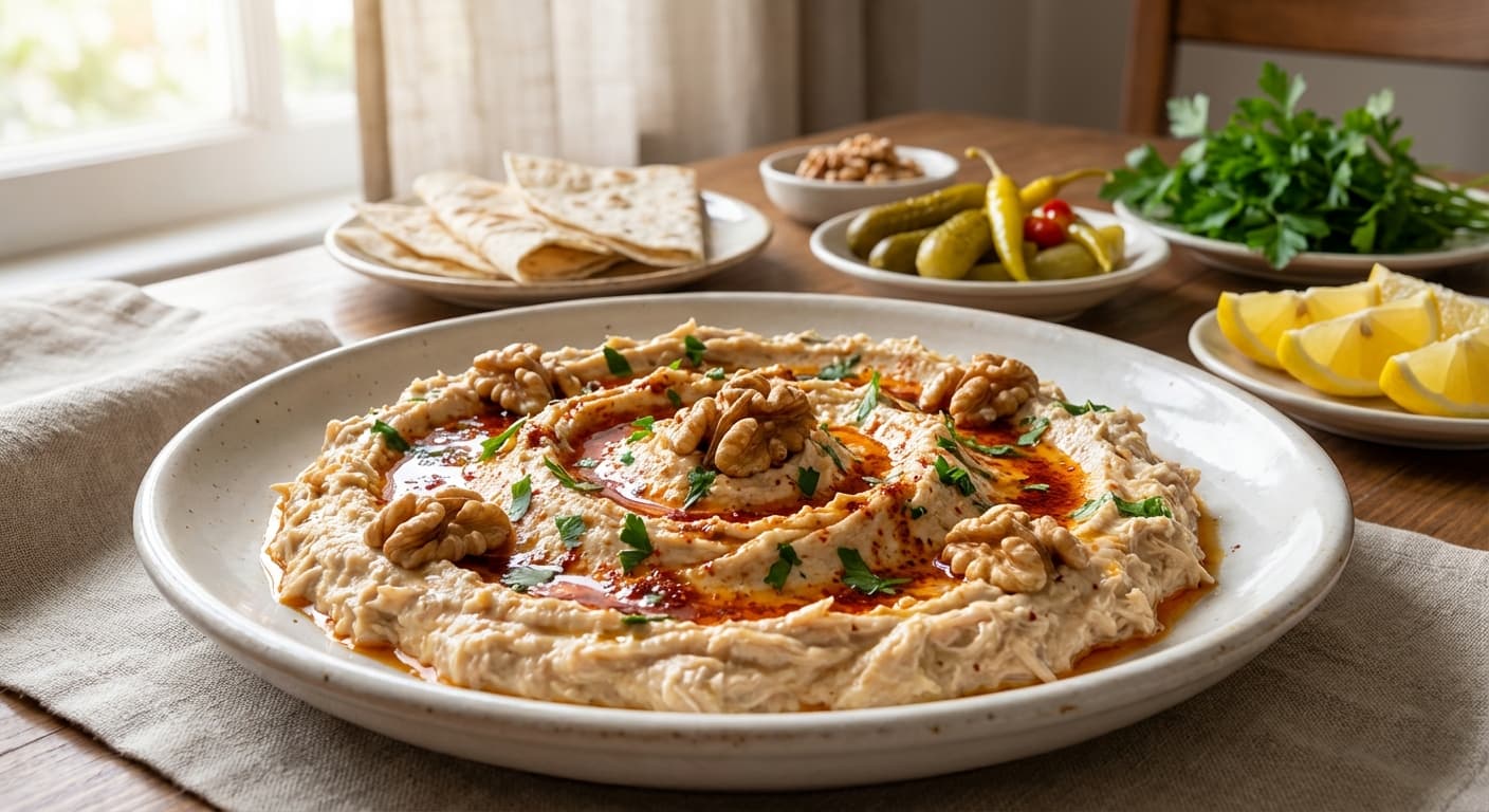 Çerkez Tavuğu — Turkish Circassian Chicken in Garlic-Walnut Sauce - authentic turkish recipe