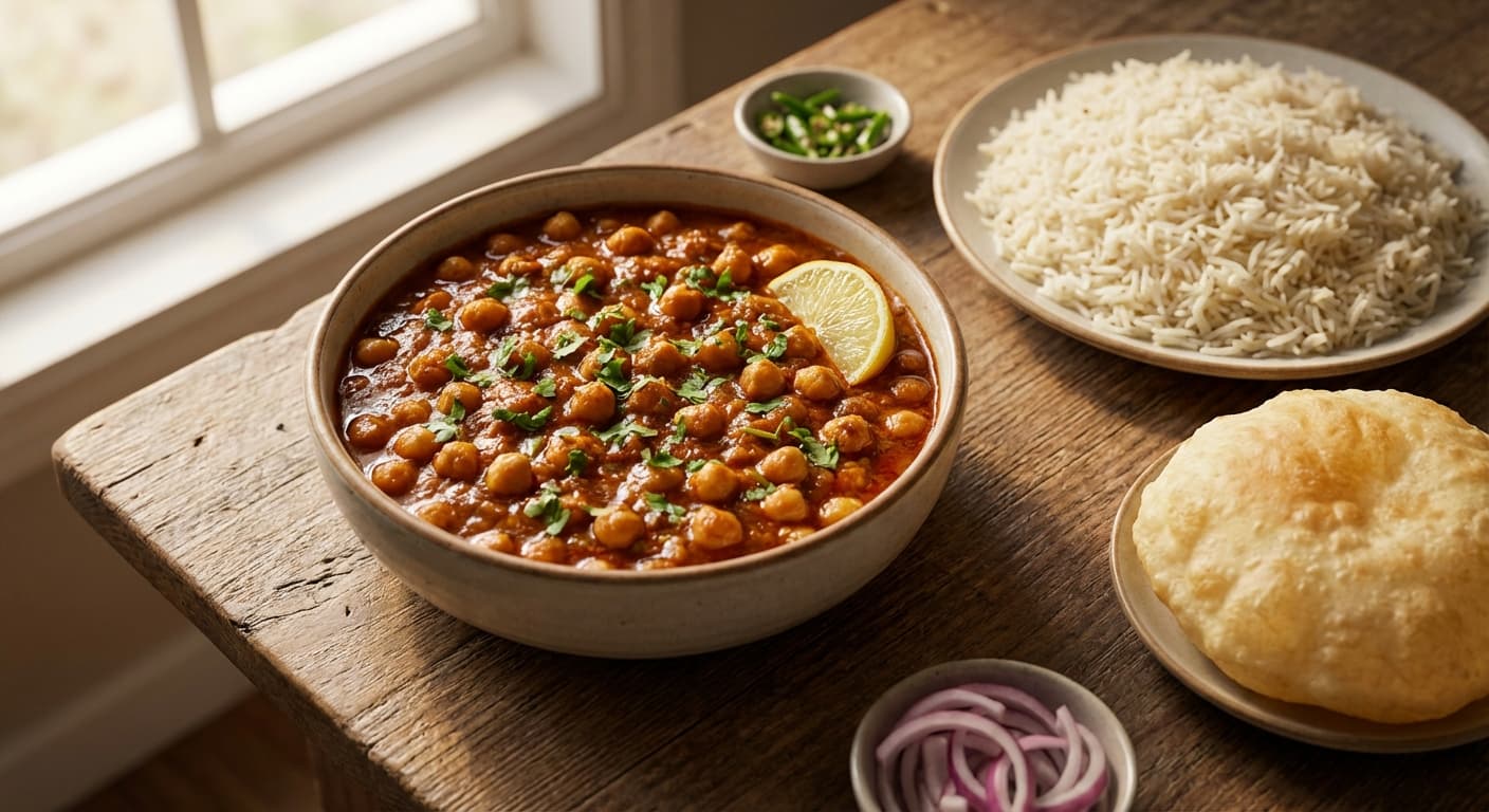 Chana Masala — Indian Spiced Chickpea Curry with Tomato and Onion - authentic indian recipe