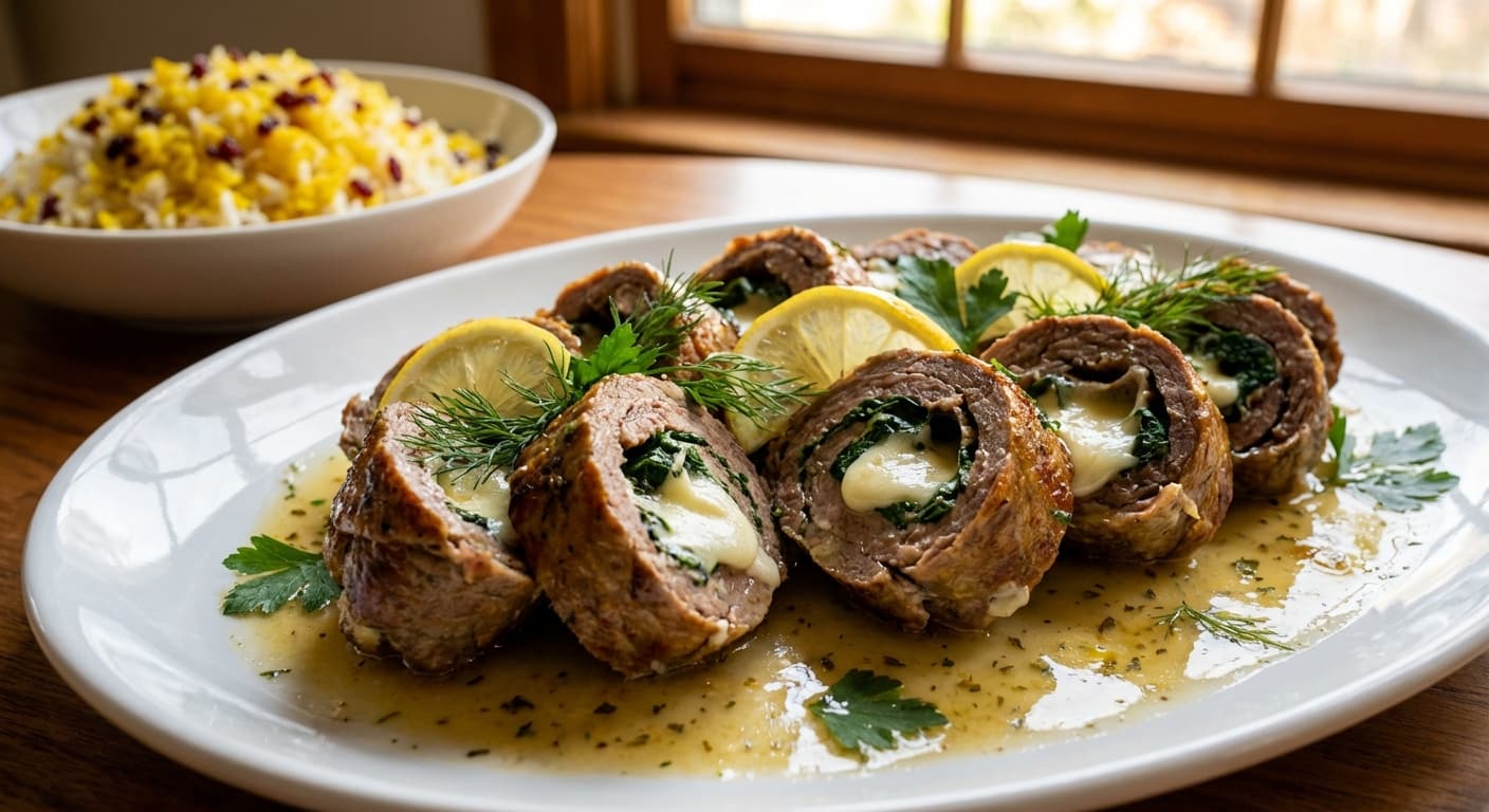 Cheese-Stuffed Beef Rolls — Persian-style beef roulades with Gouda and spinach - authentic persian recipe