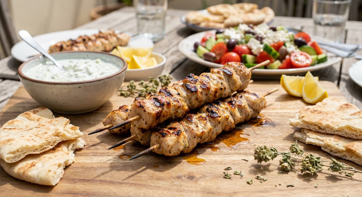 Chicken Souvlaki — Greek Lemon-Oregano Grilled Skewers - authentic greek recipe