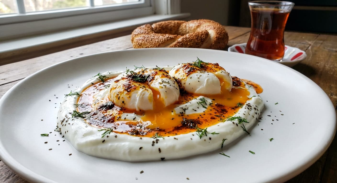 Cilbir — Turkish Poached Eggs on Garlic Yogurt with Chili Butter - authentic turkish recipe