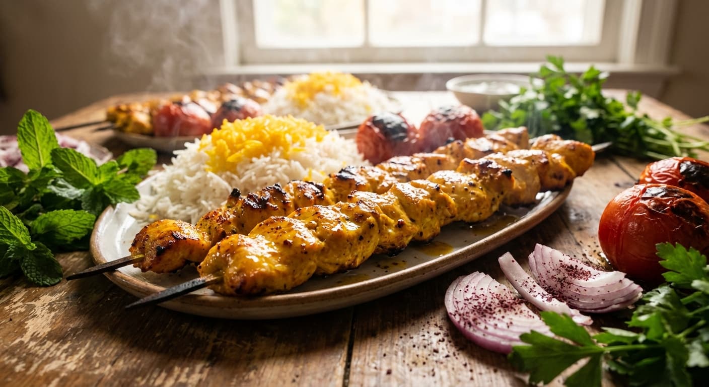 Classic Jujeh Kebab — Lemon-Garlic Saffron-Style Grilled Chicken - authentic persian recipe