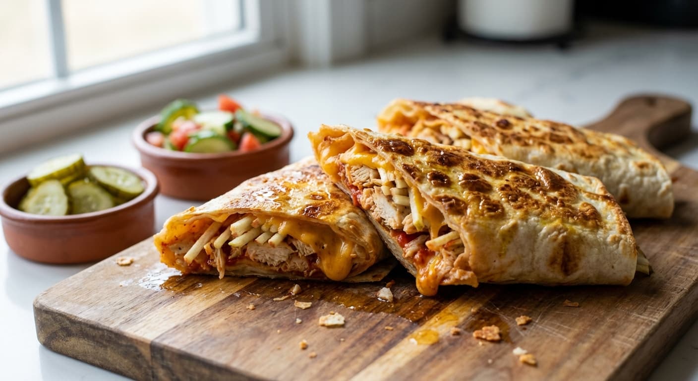 Crispy Chicken & Apple Cheddar Lavash Wraps — Pan-Crisped Fusion Wraps - authentic middle-eastern recipe