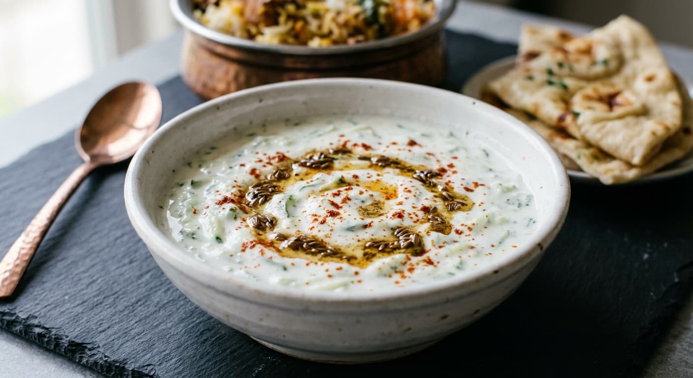Cucumber Mint Raita — Cooling Indian Yogurt Condiment - authentic indian recipe