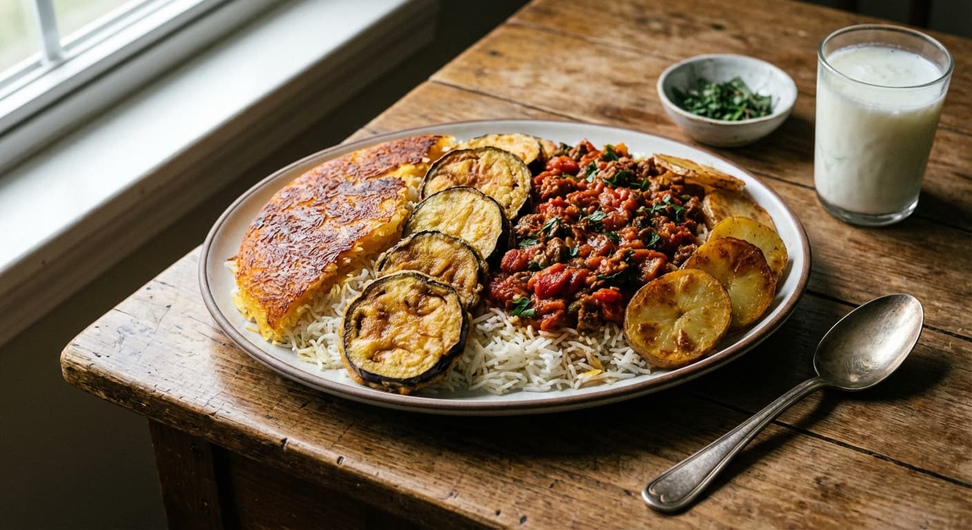 Dami Bademjan — Persian One-Pot Eggplant and Rice - authentic persian recipe