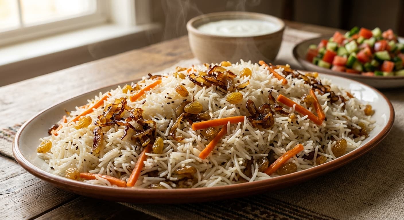 Dampukht — Afghan Slow-Steamed Basmati Rice with Cumin and Raisins - authentic afghan recipe