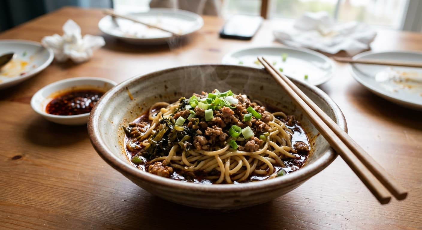 Dan Dan Noodles — Sichuan Noodles with Spicy Sesame-Chili Pork Sauce - authentic chinese recipe