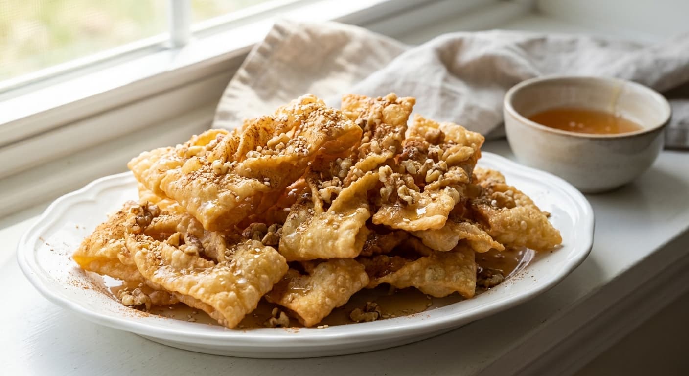 Diples — Crispy Honey-Walnut Ribbon Pastries - authentic greek recipe