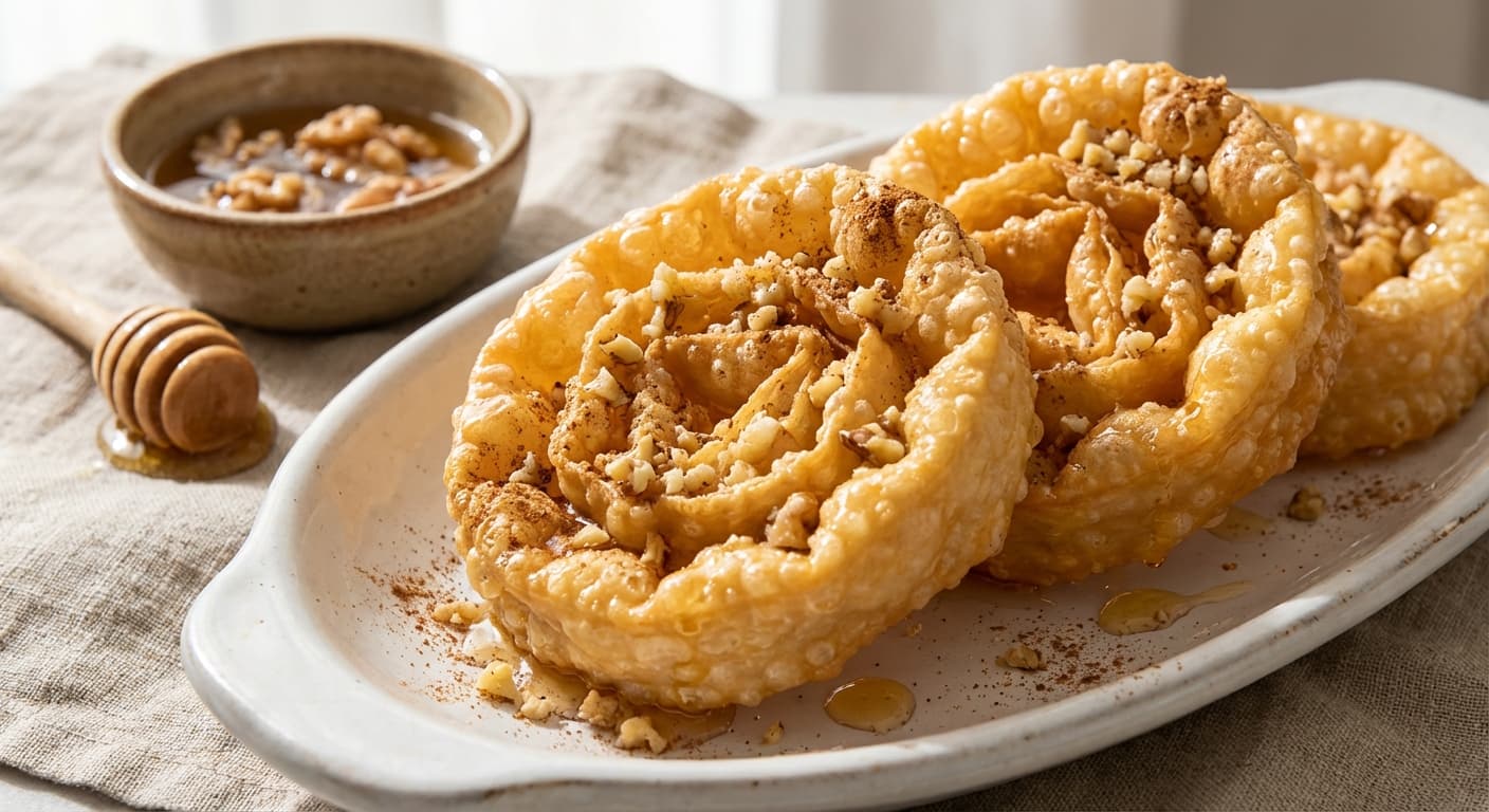 Diples — Crispy Honey-Walnut Ribbon Pastries - authentic greek recipe