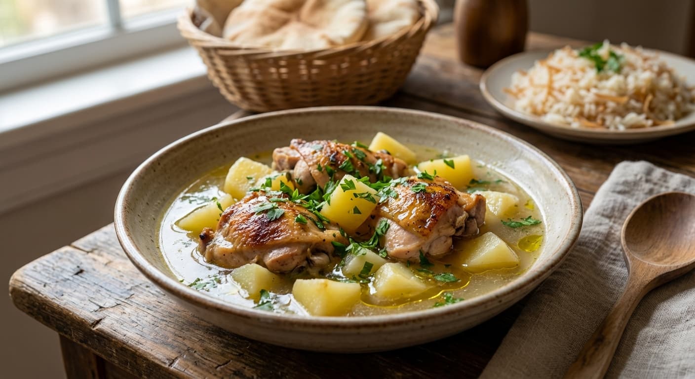 Djej Bi Batata — Lebanese Chicken Stew with Potatoes and Garlic - authentic lebanese recipe