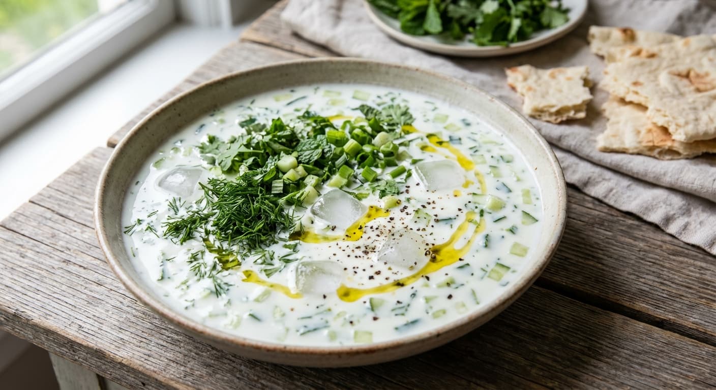 Dogramach — Azerbaijani Cold Yogurt and Cucumber Soup - authentic azerbaijani recipe