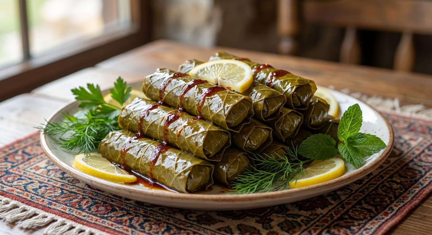 Dolmeh Barg Mo — Persian Grape Leaf Dolma with Herb Rice and Split Peas - authentic persian recipe
