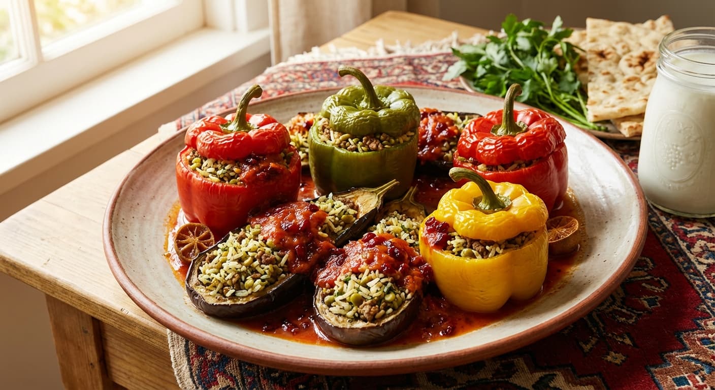 Dolmeh Felfel va Bademjan — Persian Stuffed Peppers and Eggplants - authentic persian recipe