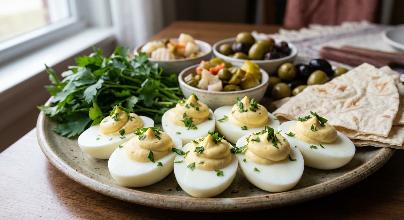 Dolmeh Tokhm Morgh — Persian-Style Stuffed Eggs with Tangy Herb Filling - authentic persian recipe
