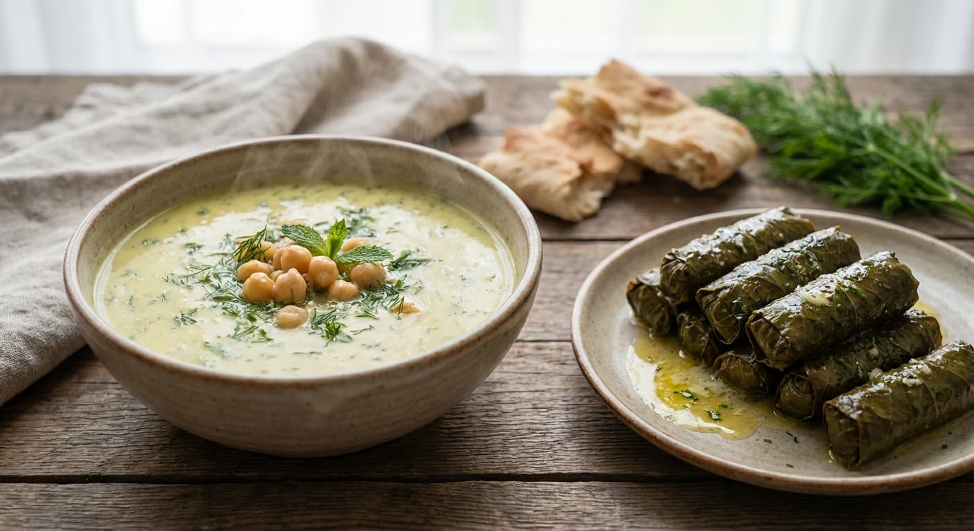 Dovga Dolma — Herb dolma served with tangy yogurt soup - authentic azerbaijani recipe