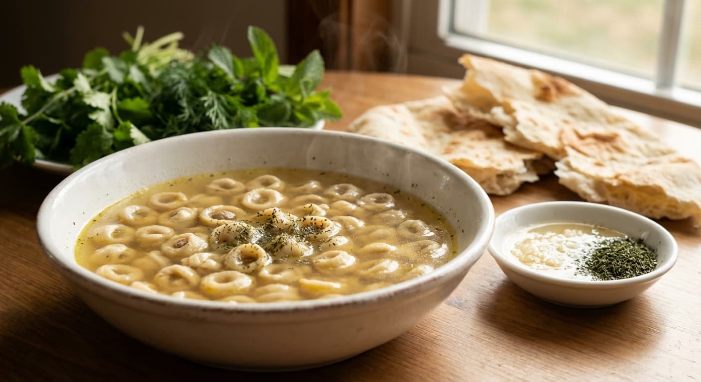 Dushbara Ash — Azerbaijani Dumpling Soup with Vinegar and Mint - authentic azerbaijani recipe