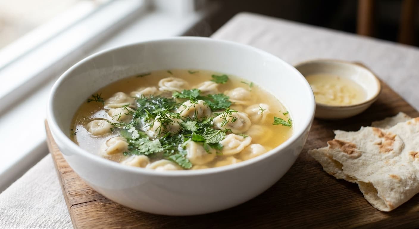 Dushbara Soup — Azerbaijani Tiny Dumplings in Herb Broth - authentic azerbaijani recipe