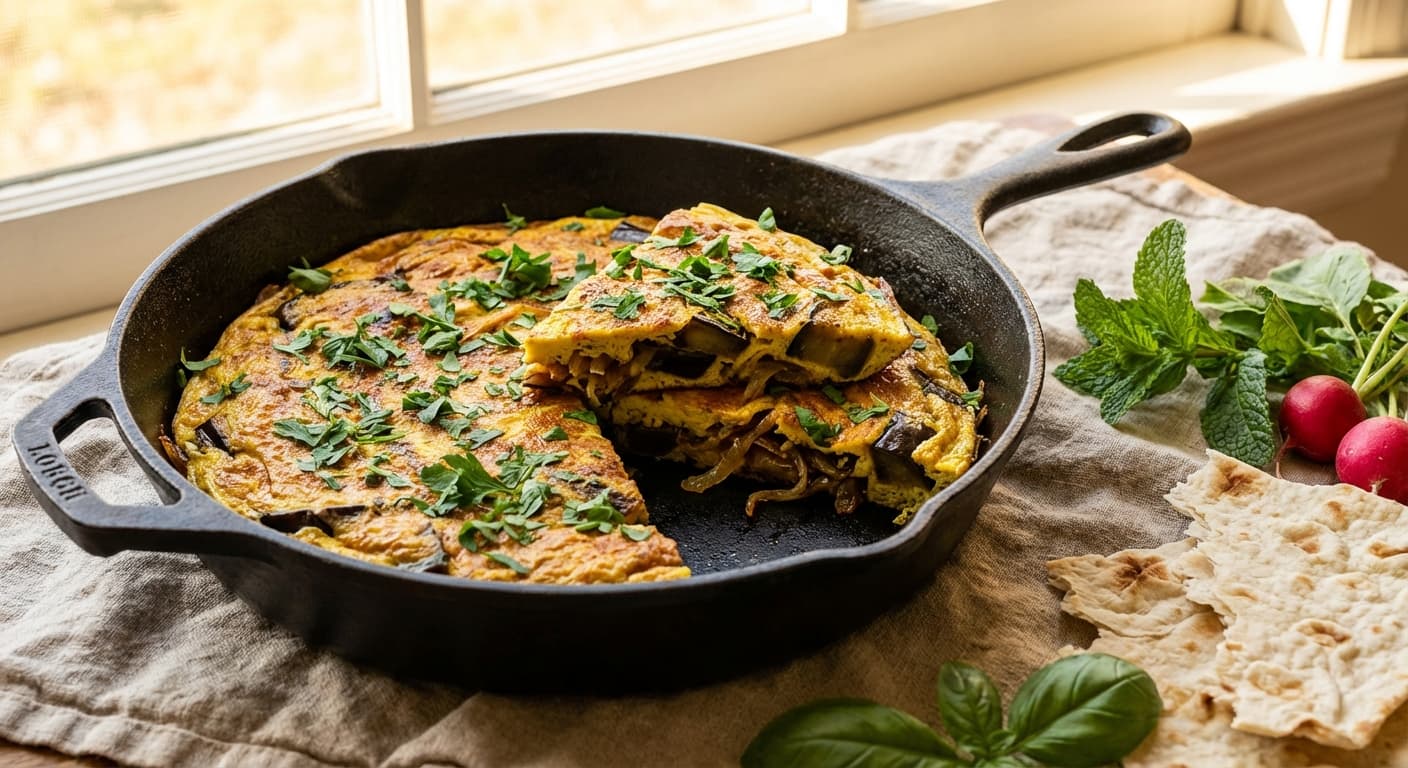 Eggplant Omelette — Rustic Persian Egg-and-Eggplant Skillet - authentic persian recipe