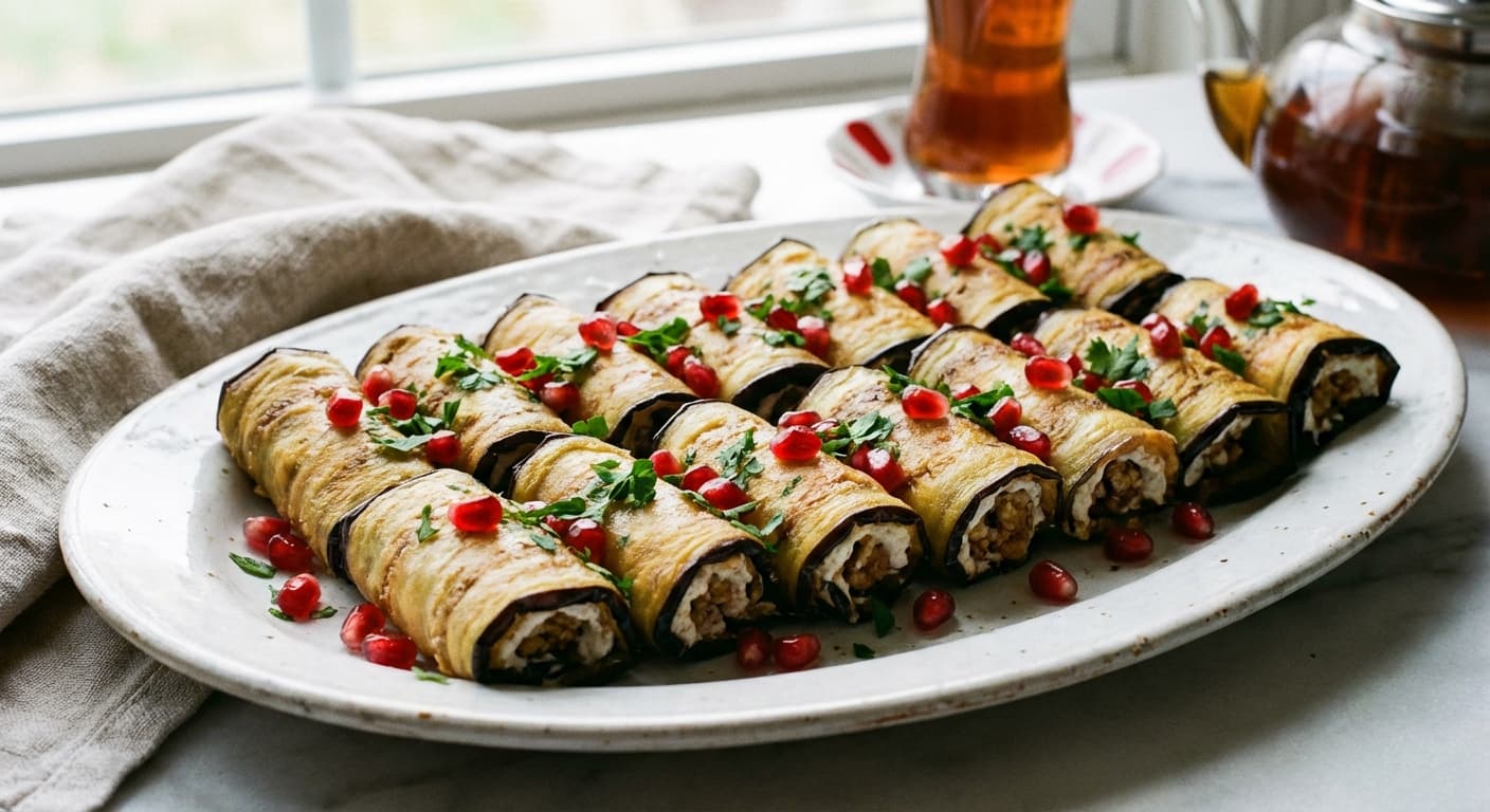 Eggplant Rolls — Azerbaijani Fried Eggplant with Garlicky Walnut Filling - authentic azerbaijani recipe