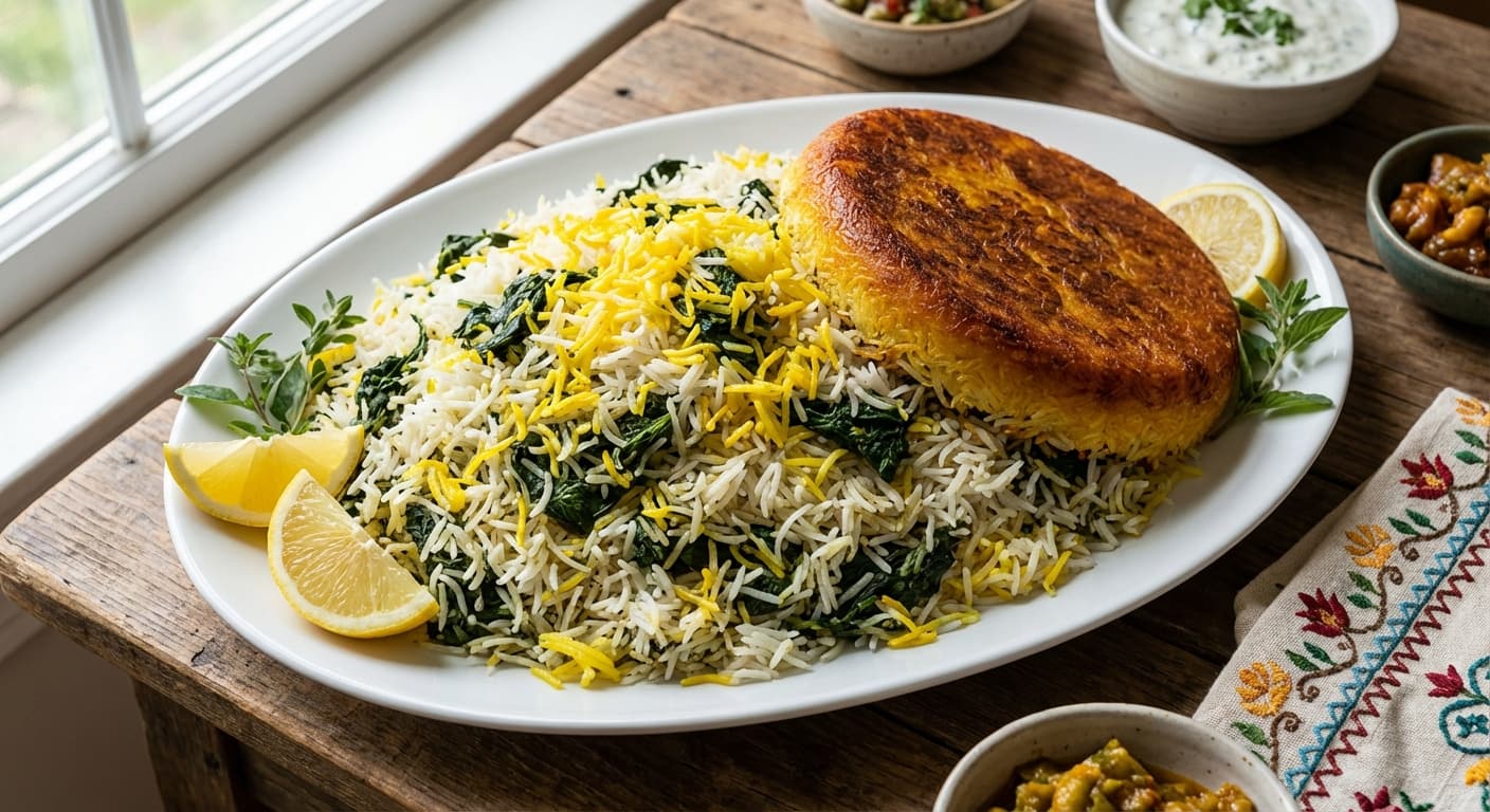 Esfenaj Polo — Persian Spinach Rice - authentic persian recipe