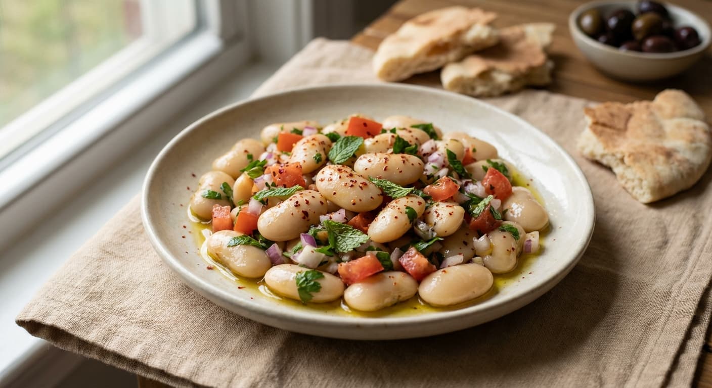 Fasolia bil Zeit — Lebanese White Bean Salad with Olive Oil and Lemon - authentic lebanese recipe