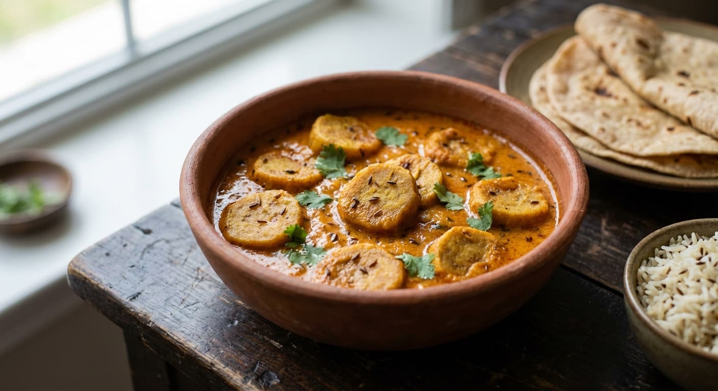 Gatte ki Sabzi — Indian Gram Flour Dumplings in Yogurt-Spice Gravy - authentic indian recipe