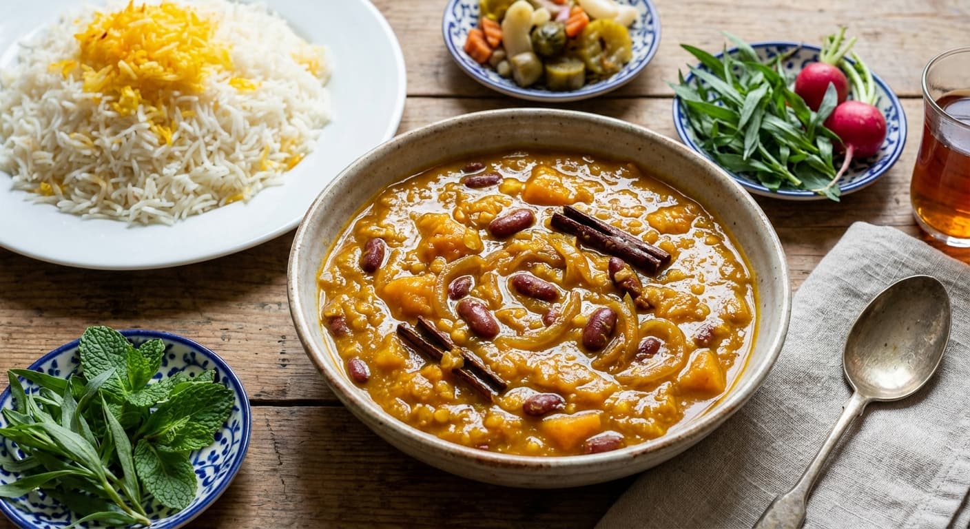 Gheimeh Kadoo Halvai — Sweet Pumpkin & Legume Stew - authentic persian recipe