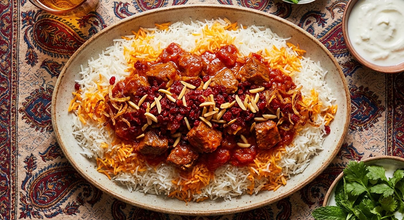 Gheymeh Nesar - Qazvin’s Jeweled Beef and Rice - authentic persian recipe