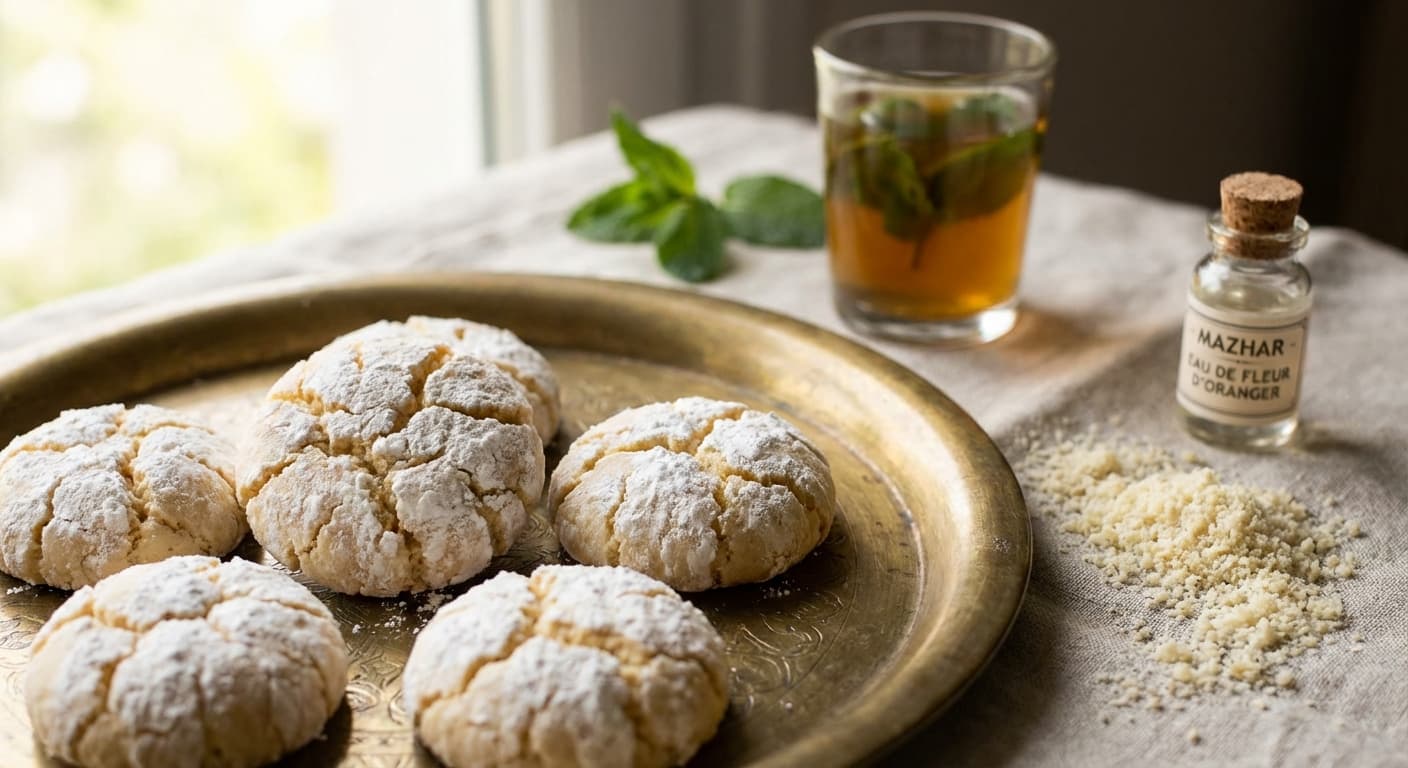 Ghriba — Moroccan crumbly almond cookies with orange blossom - authentic moroccan recipe