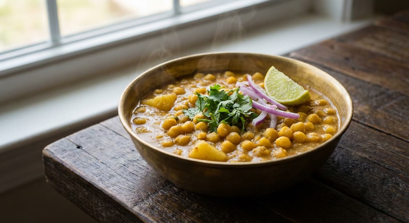 Ghugni — Indian Spiced Yellow Peas Curry with Onions - authentic indian recipe