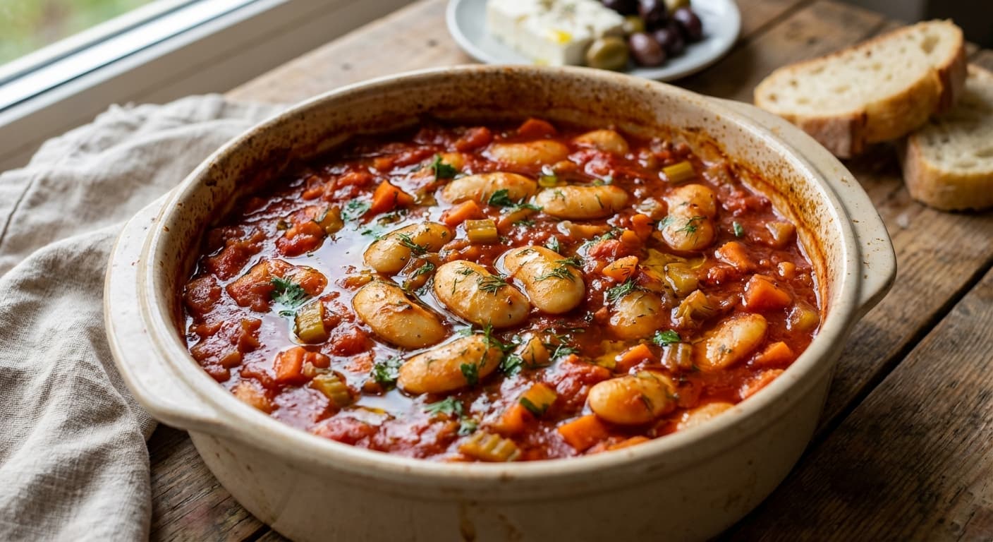 Gigantes Plaki — Greek Giant Baked Beans in Tomato Sauce - authentic greek recipe