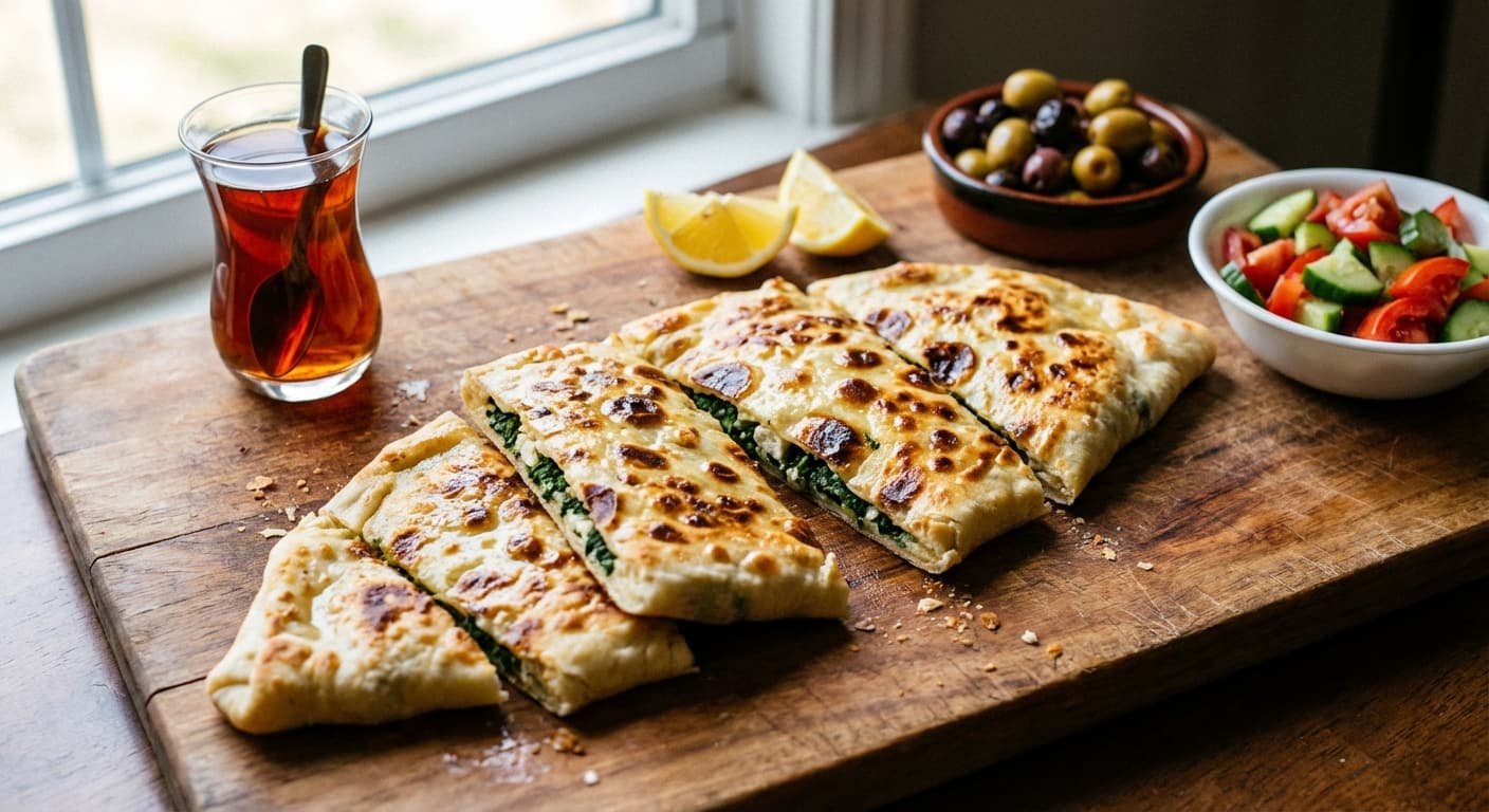 Gözleme — Turkish Stuffed Flatbread with Spinach and Cheese - authentic turkish recipe