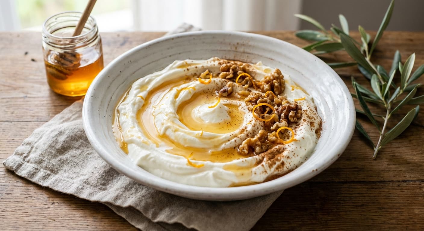 Greek Yogurt with Honey and Walnuts — Classic Greek Breakfast Bowl - authentic greek recipe
