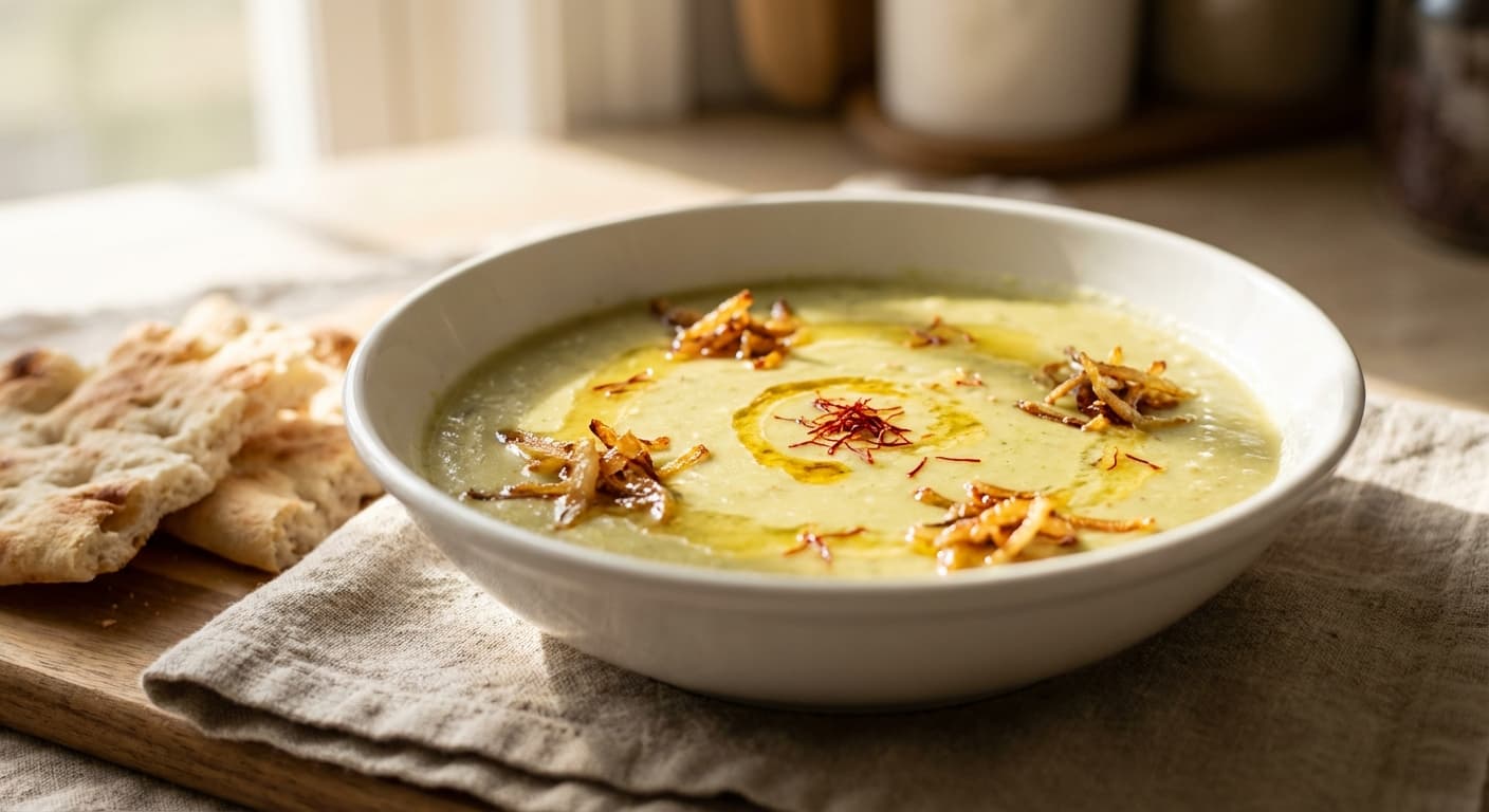 Green Fava Bean Potage — Velvety Persian fava bean soup with beef broth - authentic persian recipe