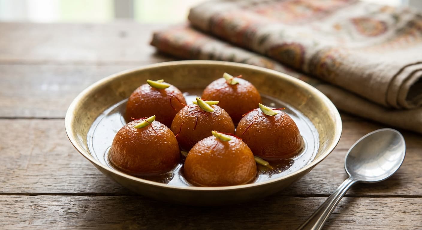 Gulab Jamun — Indian Rose-Scented Milk Dumplings in Cardamom Syrup - authentic indian recipe