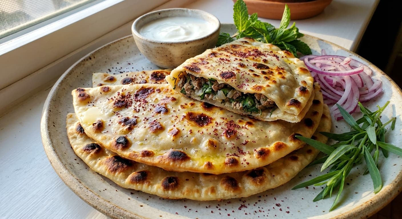 Gutab with Meat — Azerbaijani Lamb-Stuffed Thin Flatbread - authentic azerbaijani recipe