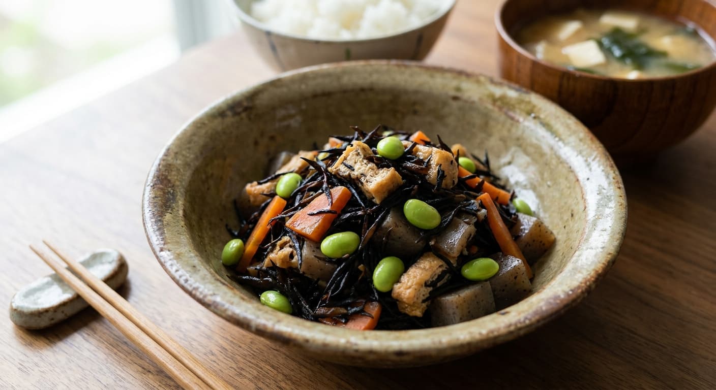 Hijiki no Nimono — Savory Simmered Hijiki Seaweed - authentic japanese recipe