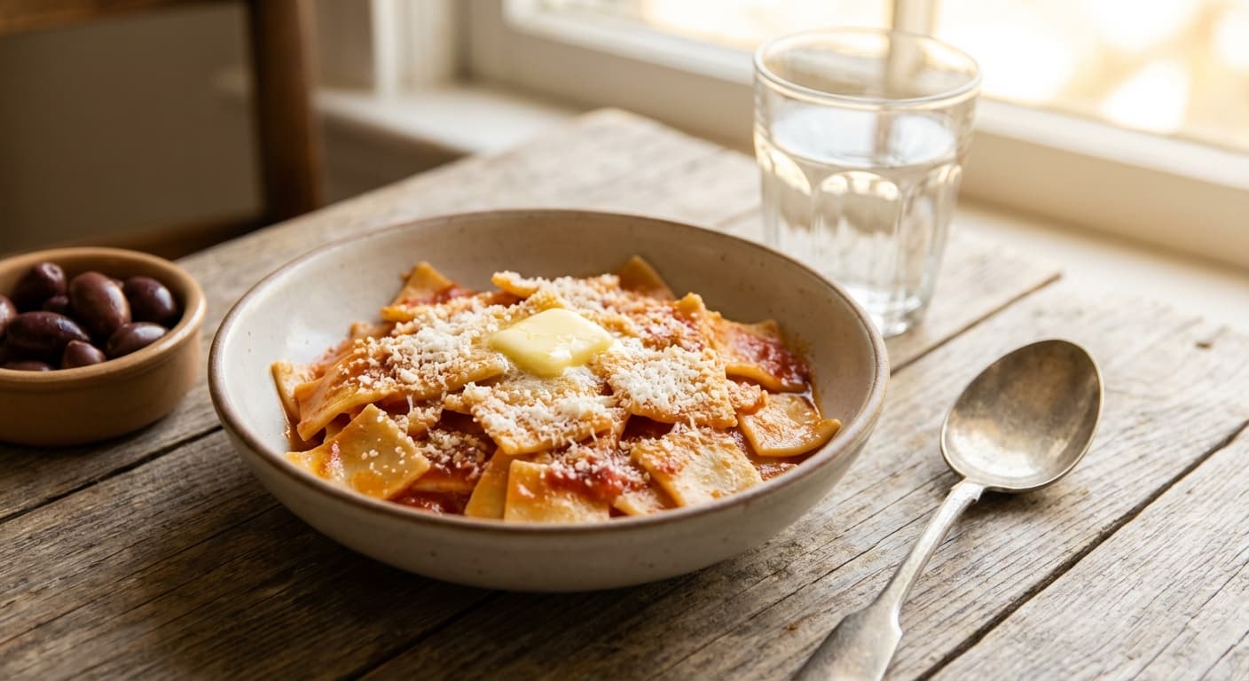 Hilopites — Greek egg pasta with tomato and butter - authentic greek recipe