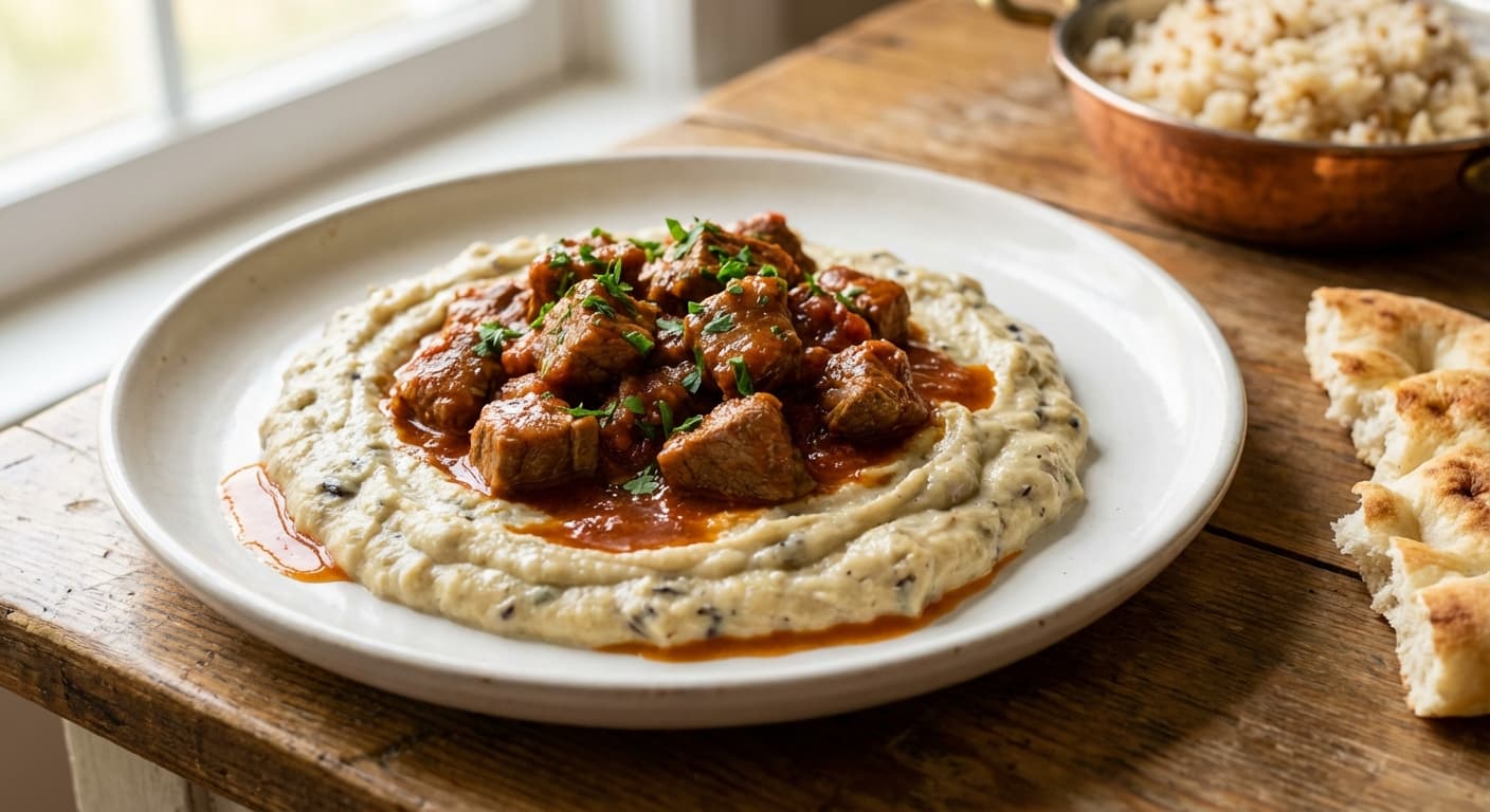 Hünkar Beğendi — Turkish Sultan's Delight with Smoky Eggplant Purée - authentic turkish recipe