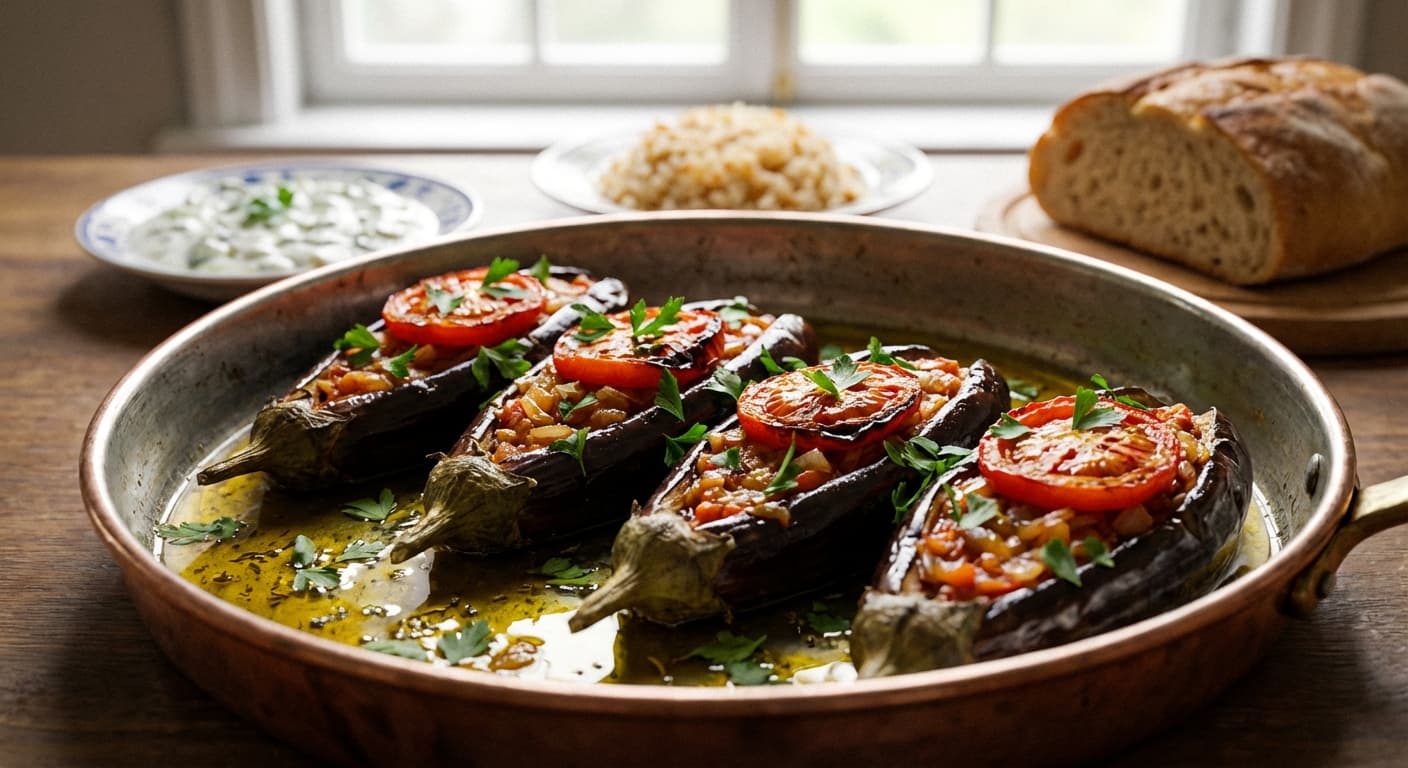 Imam Bayildi — Turkish Olive-Oil Braised Stuffed Eggplant - authentic turkish recipe