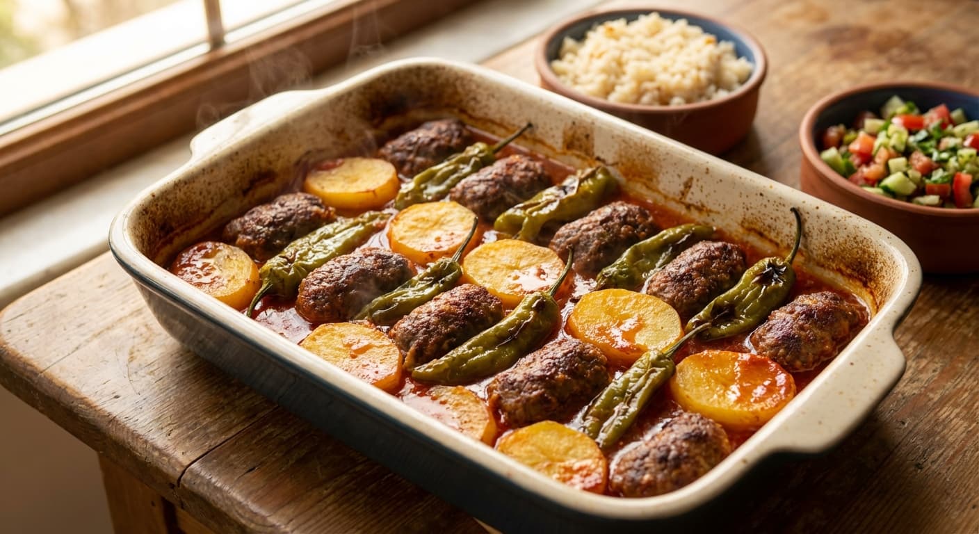 Izmir Kofte — Oven-Baked Meatballs with Tomato Sauce and Potatoes - authentic turkish recipe