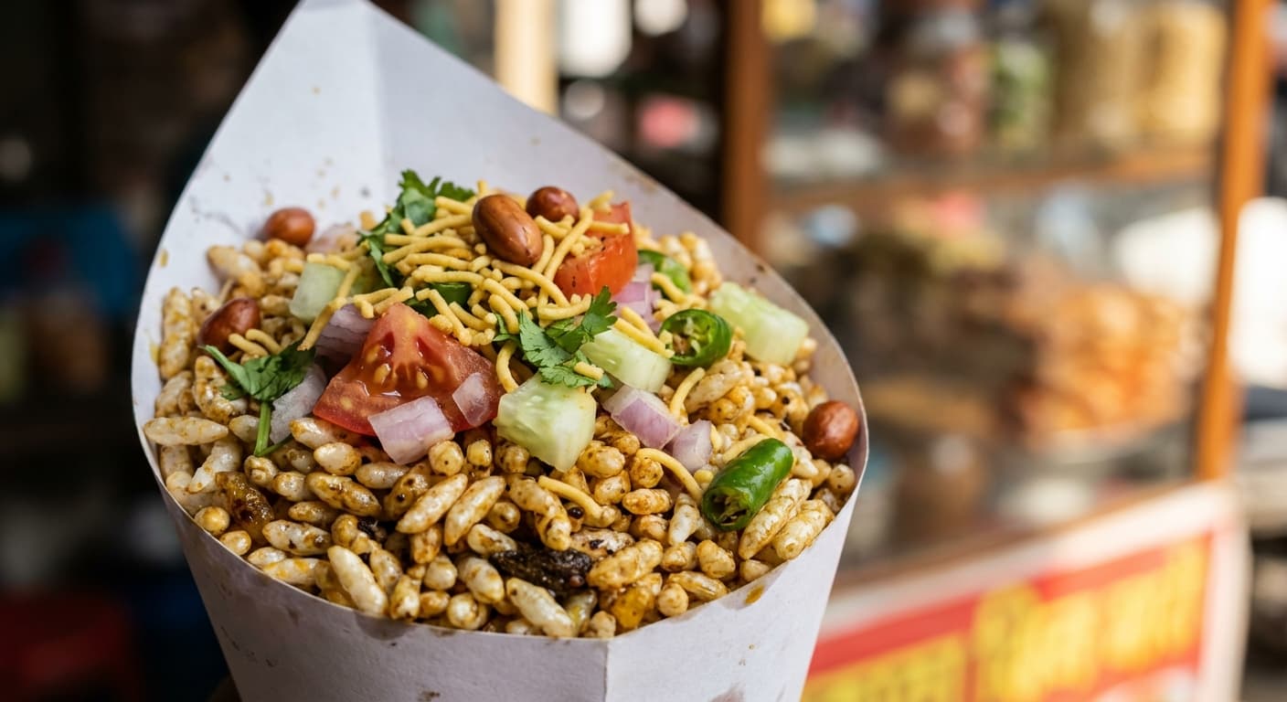 Jhal Muri — Indian Puffed Rice Snack with Mustard Oil and Chilies - authentic indian recipe