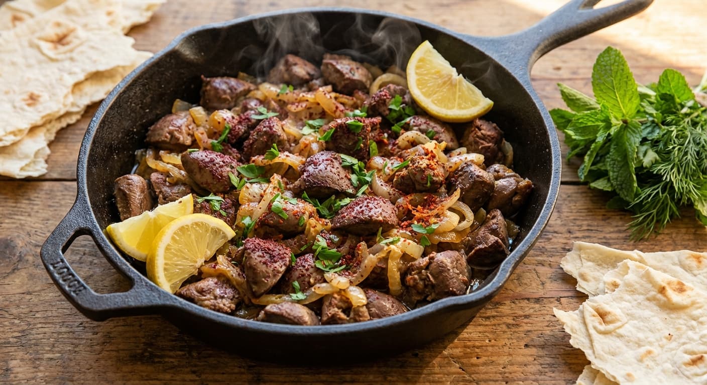 Jiz-Biz — Azerbaijani Sautéed Lamb Offal with Onions and Spices - authentic azerbaijani recipe