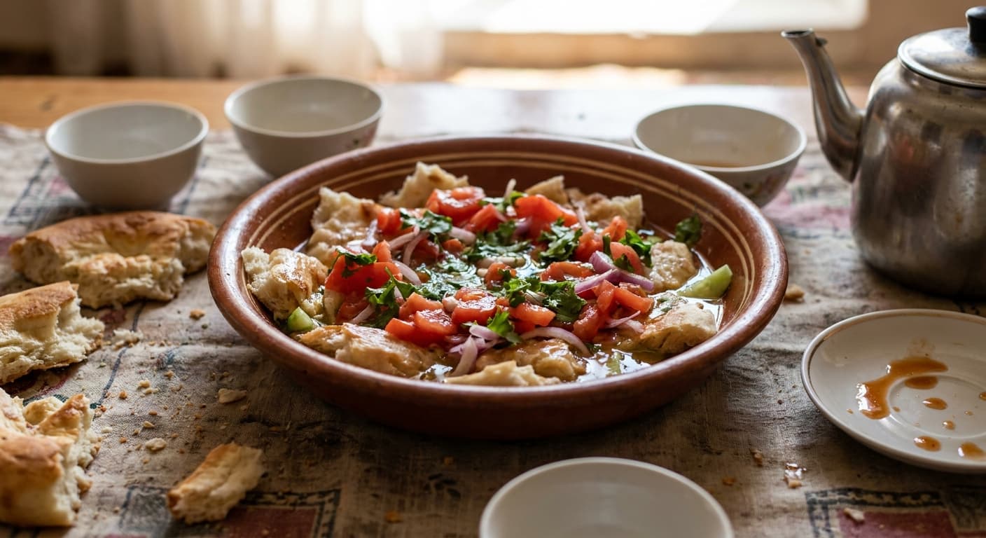 Shakarob — Tajik Tomato-Onion Bread Salad - authentic tajik recipe