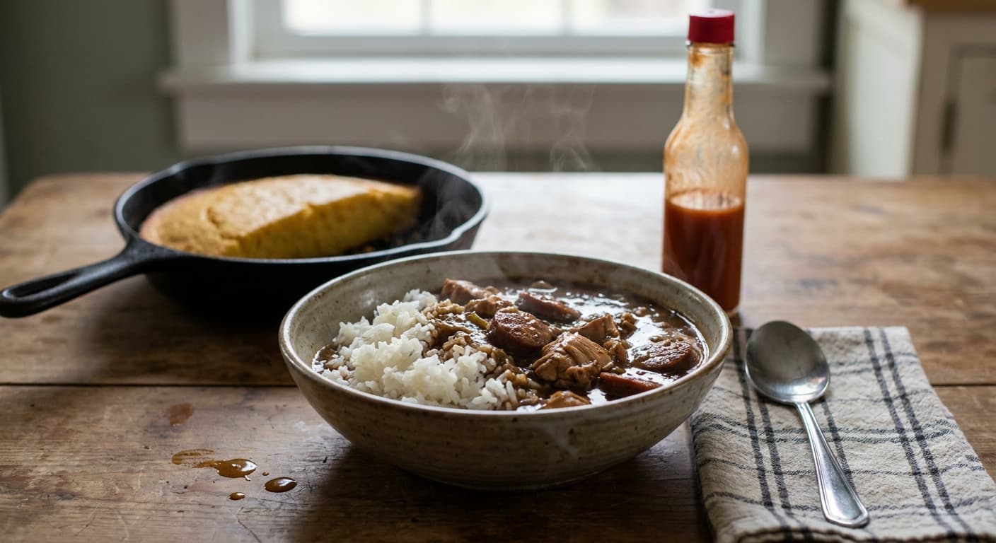 Chicken and Andouille Gumbo — Louisiana Roux Stew - authentic american recipe