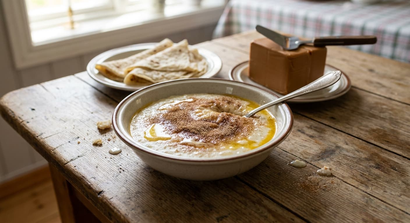 Norwegian Sour Cream Porridge — Festive Dairy Porridge with Cinnamon Sugar - authentic norwegian recipe