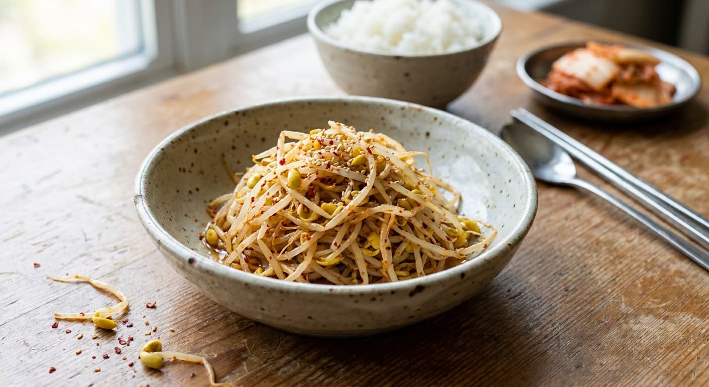 Kongnamul Muchim — Korean Seasoned Soybean Sprout Banchan - authentic korean recipe