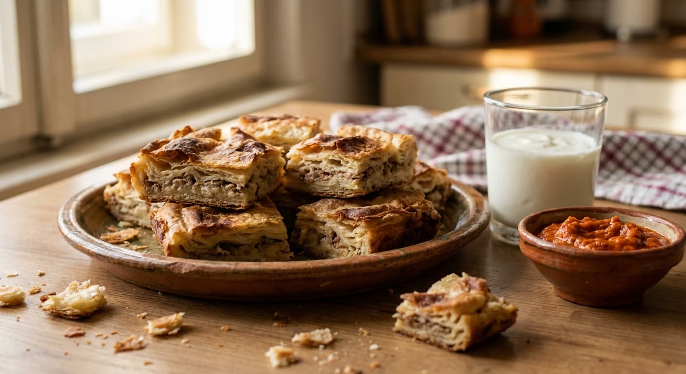 Serbian Cheese Gibanica — Crumpled Filo Pie with White Cheese - authentic serbian recipe