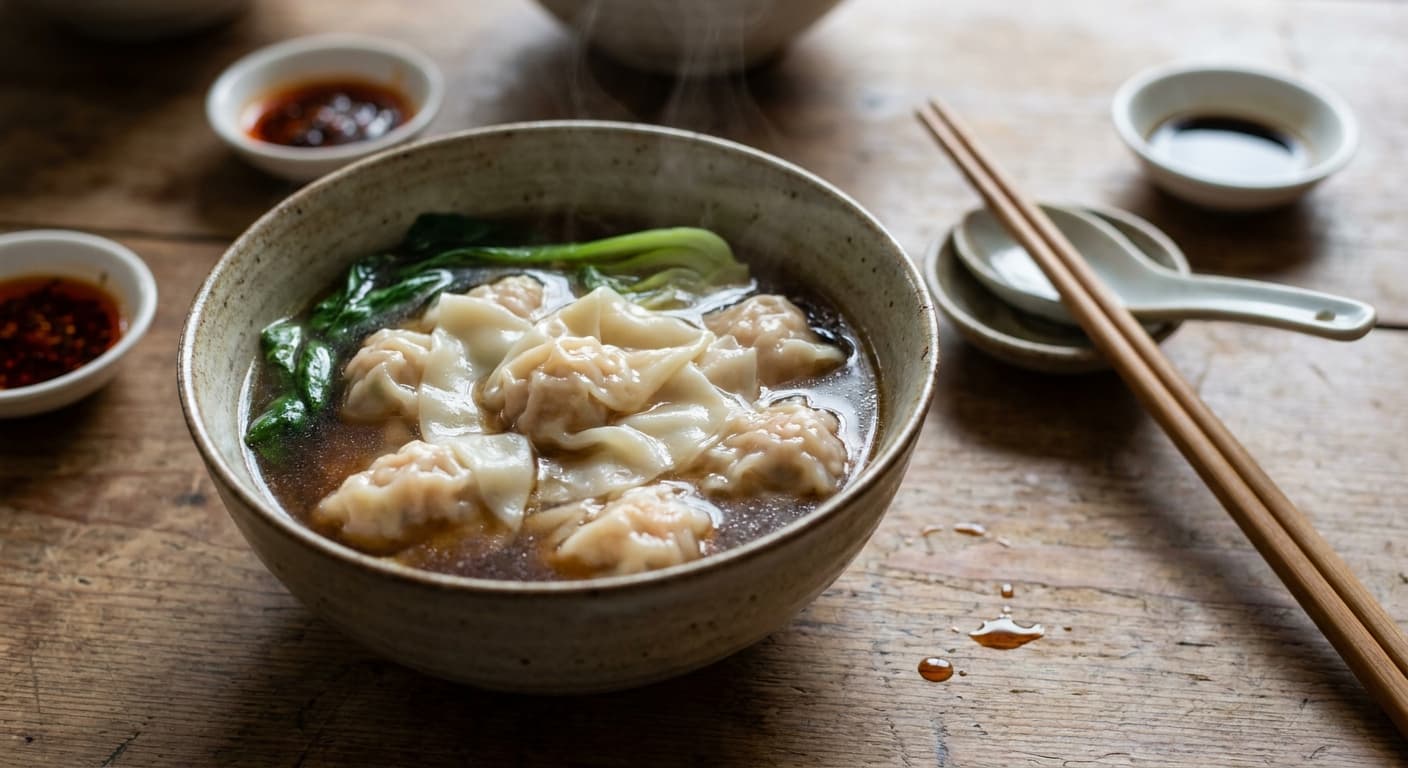 Wonton Soup — Cantonese Pork and Shrimp Dumpling Broth - authentic chinese recipe